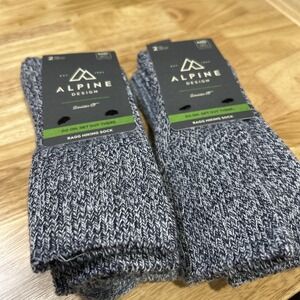 Alpine‎ Design Men Ragg Hiking Socks 4 Pairs Navy Blue Crew Cut Wool Blend M 6-9